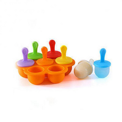 7 lyukú szilikon fagylalt fagylalt öntőforma baba barkácsolás étrend-kiegészítő eszközök Hordozható élelmiszer minőségű popsiforma gyümölcsturmix tartozékok