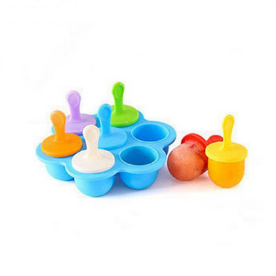 7 lyukú szilikon fagylalt fagylalt öntőforma baba barkácsolás étrend-kiegészítő eszközök Hordozható élelmiszer minőségű popsiforma gyümölcsturmix tartozékok