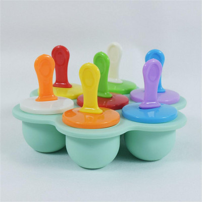 7 lyukú szilikon fagylalt fagylalt öntőforma baba barkácsolás étrend-kiegészítő eszközök Hordozható élelmiszer minőségű popsiforma gyümölcsturmix tartozékok