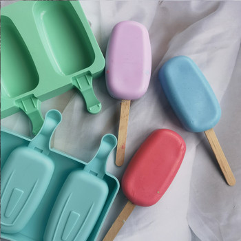 Сладолед Универсална силиконова форма Овални форми за лед Popsicle DIY Ice Pop Mold Десерт Тава за лед Домашен инструмент Печене на торта