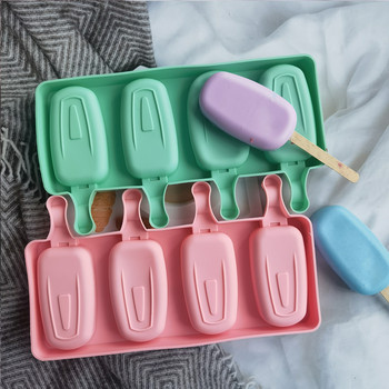 Сладолед Универсална силиконова форма Овални форми за лед Popsicle DIY Ice Pop Mold Десерт Тава за лед Домашен инструмент Печене на торта