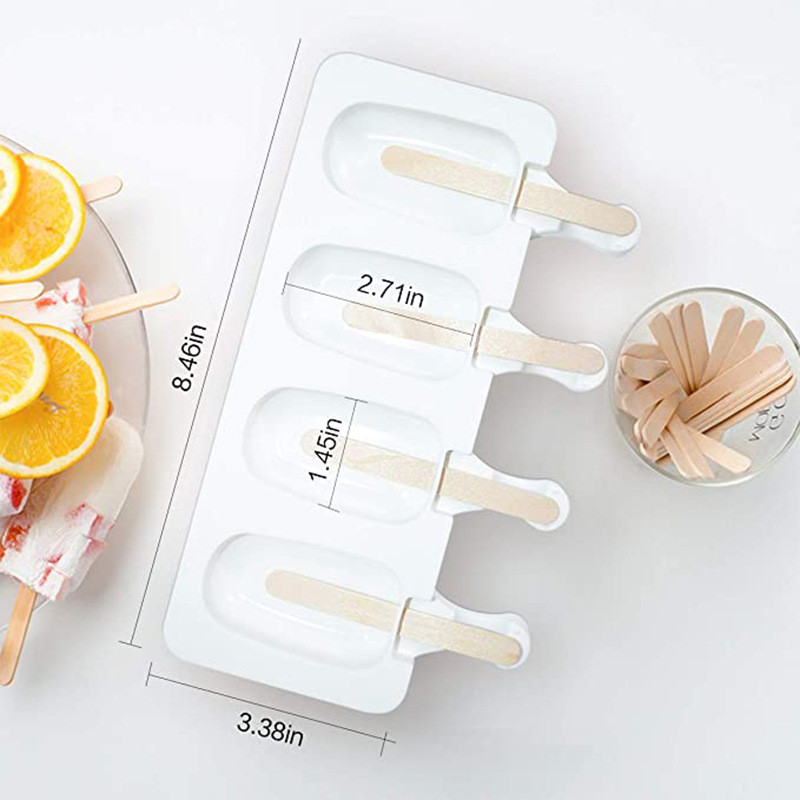 Forme pentru înghețată din silicon cu 4/8 cavități DIY, de casă, prăjituri de ciocolată, desert, congelator, forme pentru suc cu bastoane, consumabile pentru petreceri de vară