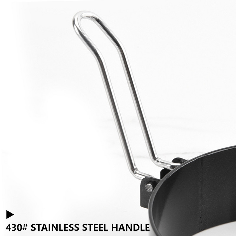 Inel de prăjire a ouălor din oțel inoxidabil, în formă de cerc metalic, forma pentru clătite pentru braconaj prăjit, cu mâner, forma antiaderență pentru ouă prăjite, unelte de gătit