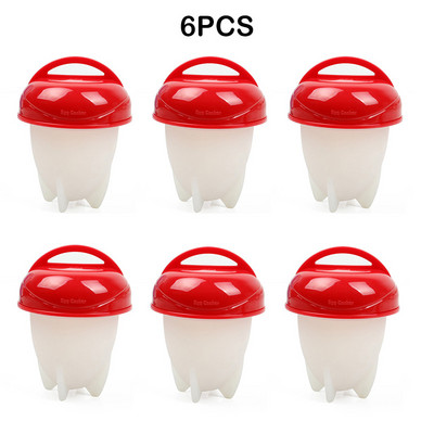 6 bucăți/set mașină de gătit ouă din silicon, mini suport pentru ouă la abur, fără BPA, fără coajă, separator antiaderent, accesorii de bucătărie
