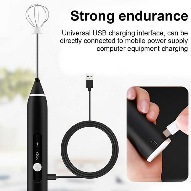 Spumator de lapte electric Batător de ouă reîncărcabil prin USB Aparat de spumă cu 3 viteze Baterie portabilă Mixer băuturi 4 culori
