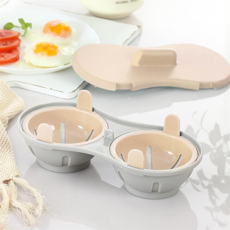 Kreatív tojáspároló két kör alakú főzőforma Mikrohullámú tojásfőző tartó Párolt tojástál konyhai eszközök