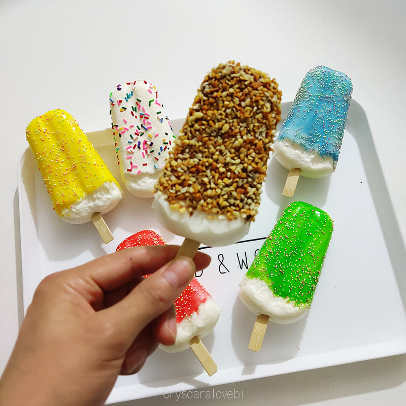 6 bucăți copii înghețată artificială jucării squishy farmec drăguț simulare alimente decor creativitate copii recuzită fotografică 11*5 cm