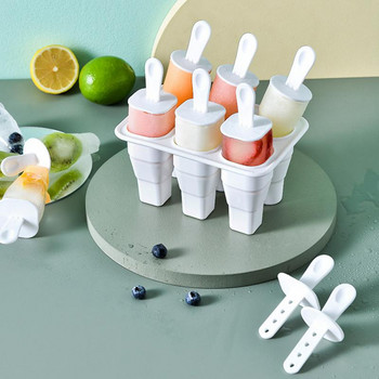 Силиконови сгъваеми форми за сладолед 6 дупки Машина за сладолед Ice Pop Mold DIY Детски лесно почистващи се форми за сладолед Без BPA