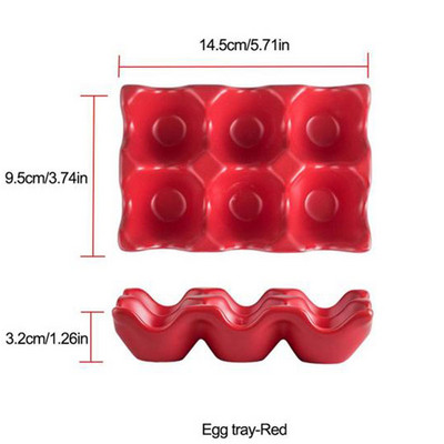 6 tinkleliai keraminiai kiaušinių padėklai, neslystantys kiaušinių laikiklio padėklai, kiaušinių dozatoriaus laikiklio laikiklis šaldytuvo laikymo dėžutės konteineris virtuvei