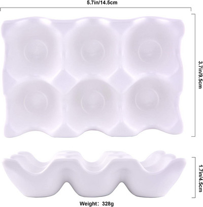 6 tinkleliai keraminiai kiaušinių padėklai, neslystantys kiaušinių laikiklio padėklai, kiaušinių dozatoriaus laikiklio laikiklis šaldytuvo laikymo dėžutės konteineris virtuvei