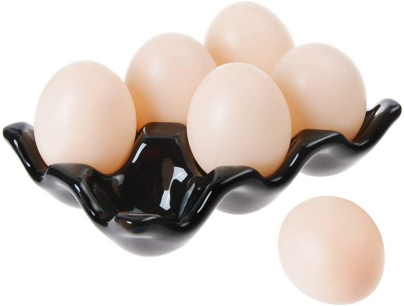 6 tinkleliai keraminiai kiaušinių padėklai, neslystantys kiaušinių laikiklio padėklai, kiaušinių dozatoriaus laikiklio laikiklis šaldytuvo laikymo dėžutės konteineris virtuvei