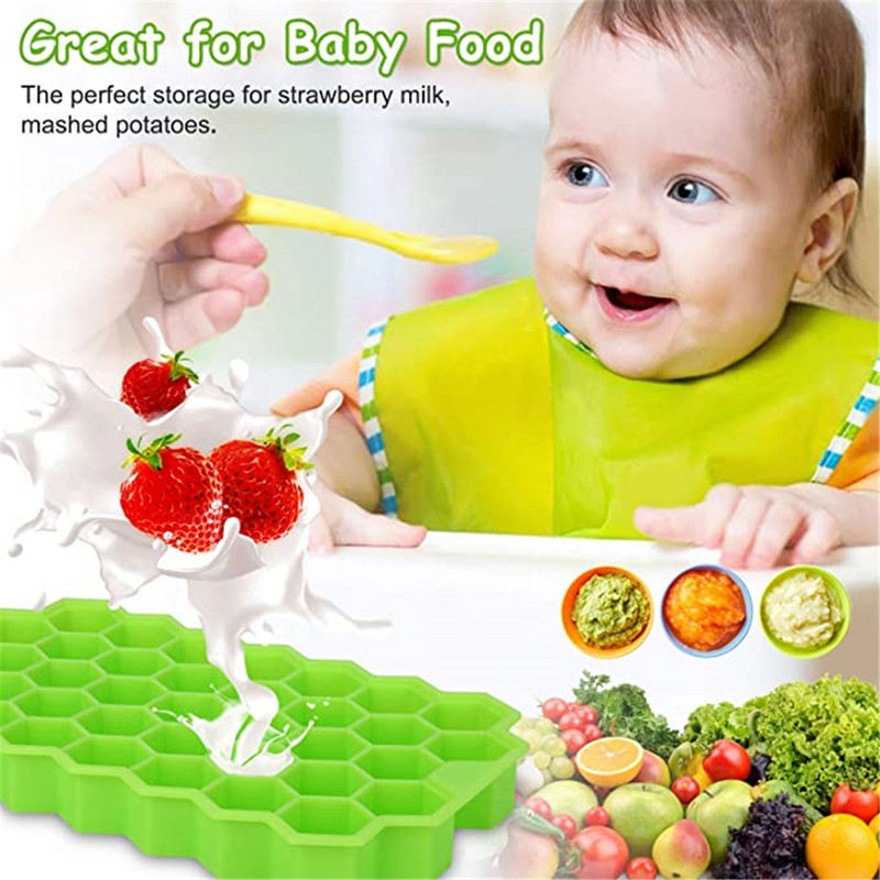 Tavă pentru cuburi de gheață din silicon în formă de fagure de miere. Formă pentru cuburi de gheață din silicon, cu capace pentru petrecere de înghețată, cocktail-uri, băutură rece