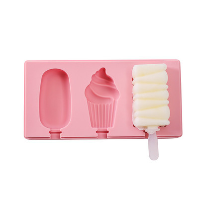 Силиконова форма за сладолед Popsicle Сиамски форми с капак Направи си сам домашна форма за ледена близалка Карикатура Сладко изображение Ръчно изработени кухненски инструменти