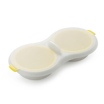 Cazan de scurgere de ouă Cupă dublă Aburitor de ouă cu capac de bucătărie Formă de gătit Mașină de gătit Ouă fierte Formă pentru cuptoare cu microunde