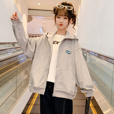 Trenirka s logotipom i patentnim zatvaračem za djevojčice