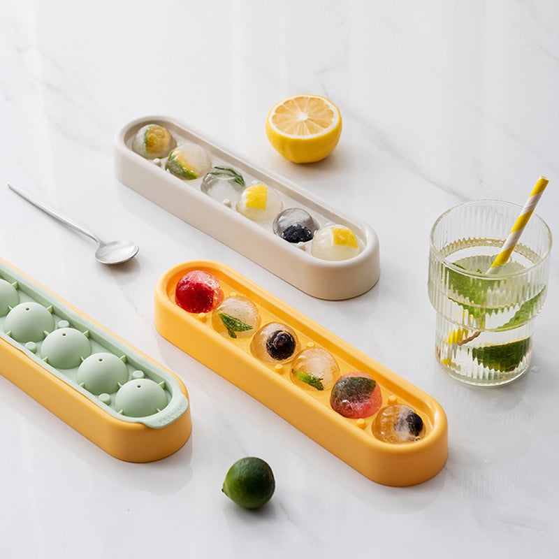 Cuburi de gheață rotunde cu 6 cavități Formă din silicon pentru înghețată cu capac Mașină de gătit pentru ghiveci Forma tavă pentru whisky Hochei pe gheață Cadou Accesorii de bucătărie