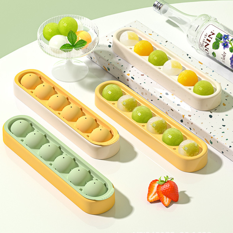 Cuburi de gheață rotunde cu 6 cavități Formă din silicon pentru înghețată cu capac Mașină de gătit pentru ghiveci Forma tavă pentru whisky Hochei pe gheață Cadou Accesorii de bucătărie