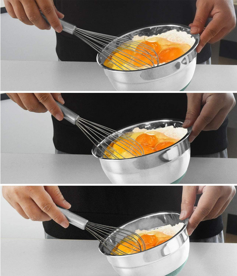 3 pakuočių nerūdijančio plieno plaktuvai Vielinių plaktuvų rinkinys virtuviniai plaktuvai virimui, maišymui, plakimui Pagrindiniai įrankiai pyragams gaminti