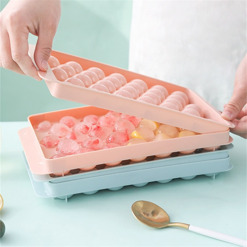 Színes kerek rombusz jégforma doboz Jégkocka tálca kockakészítő PP műanyag formaformák Élelmiszer-minőségű forma Konyhai kiegészítők Gadgets