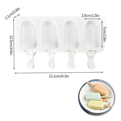 Szilikon fagylaltforma, újrafelhasználható popsiklóforma fagylaltforma pálcikákkal Ice Pop Maker Desszert DIY formakészítő eszközök