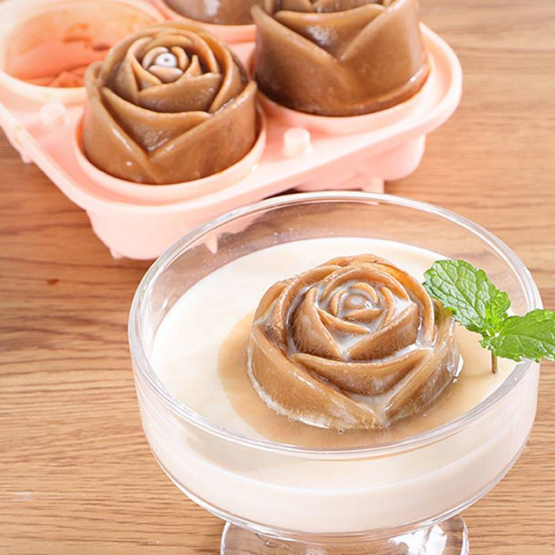 Jégkocka forma szilikon rózsa alakú fagylalt forma tálca 3D nagy fagylalt labdakészítő újrafelhasználható whisky koktél formázó szerszámok