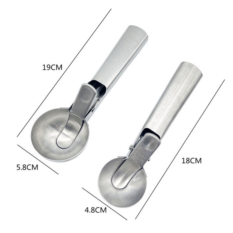 Lingurita de inghetata din otel inoxidabil, pepene verde, lingura de fructe, pentru desert, lingura de inghetata, lingura antiaderenta, unealta de bucatarie doua dimensiuni