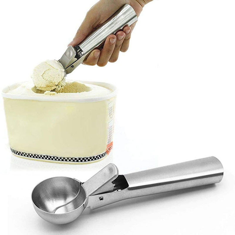 Lingurita de inghetata din otel inoxidabil, pepene verde, lingura de fructe, pentru desert, lingura de inghetata, lingura antiaderenta, unealta de bucatarie doua dimensiuni