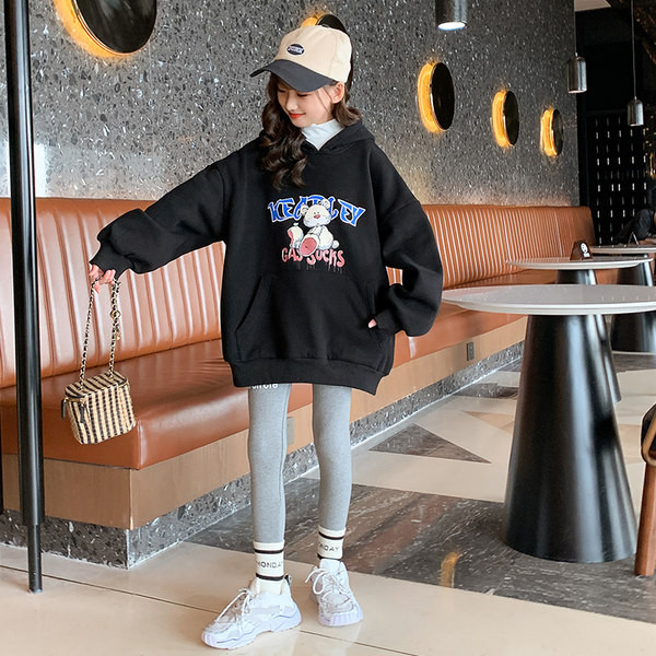 Dječji sweatshirt za djevojčice s džepom i kapuljačom