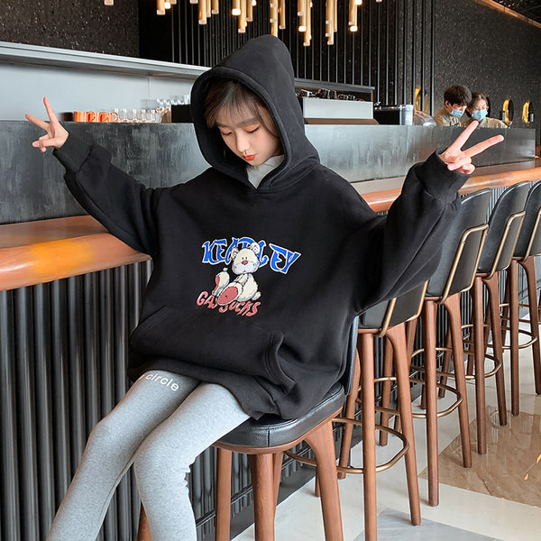 Dječji sweatshirt za djevojčice s džepom i kapuljačom