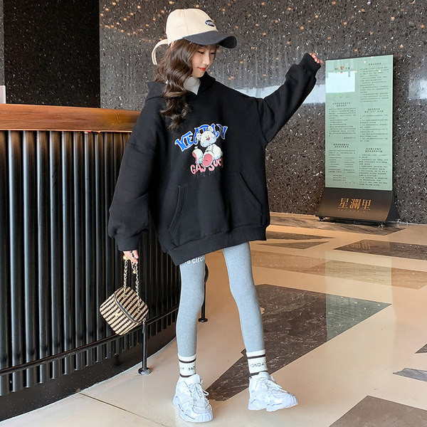 Dječji sweatshirt za djevojčice s džepom i kapuljačom