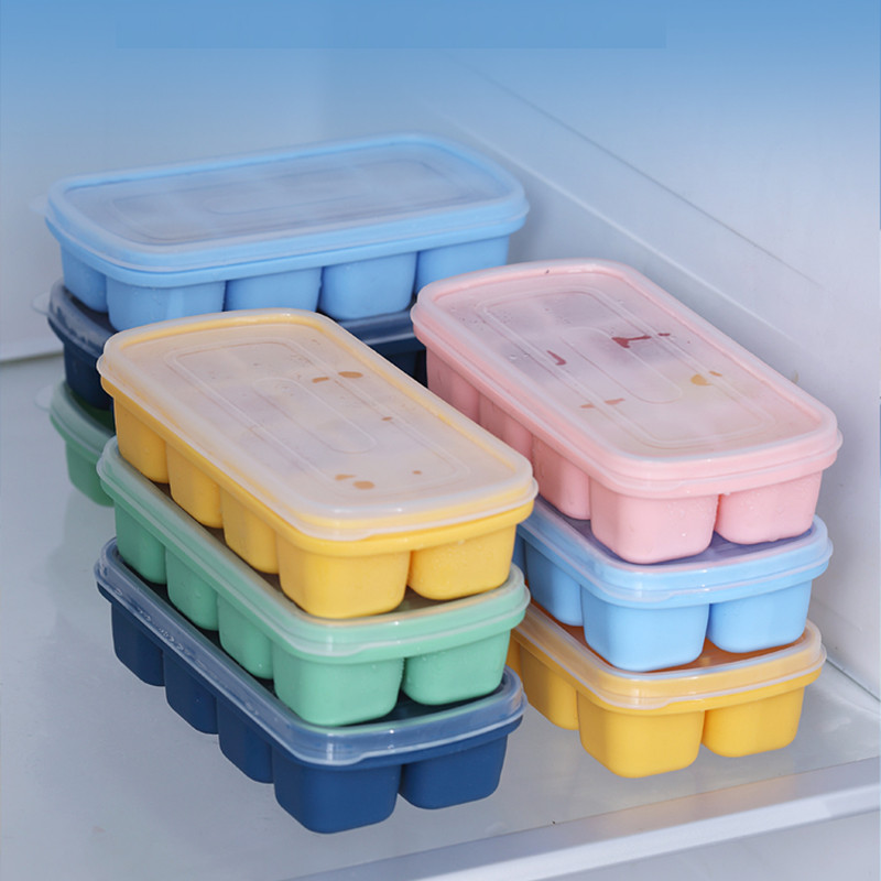 Tavă pentru cuburi de gheață cu fund moale din silicon Forme din silicon de calitate alimentară Formă pentru cuburi de gheață cu bară de acoperire Cutie de gheață Gadgets de bucătărie Mucegai pentru înghețată