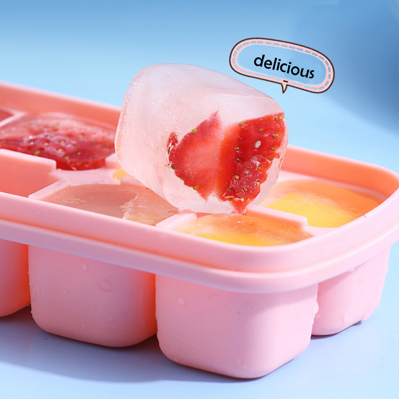 Tavă pentru cuburi de gheață cu fund moale din silicon Forme din silicon de calitate alimentară Formă pentru cuburi de gheață cu bară de acoperire Cutie de gheață Gadgets de bucătărie Mucegai pentru înghețată