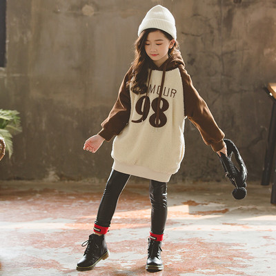 Hanorac model nou pentru fete cu gluga brodata si sireturi