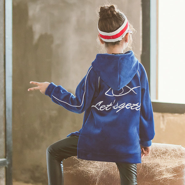 Hanorac sport pentru fete cu buzunar și glugă