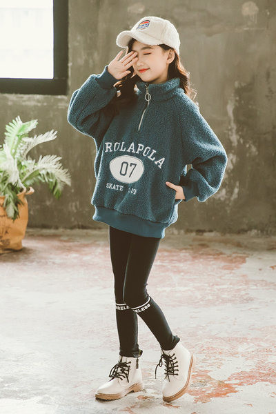 Hanorac umflat cu fermoar pentru fete