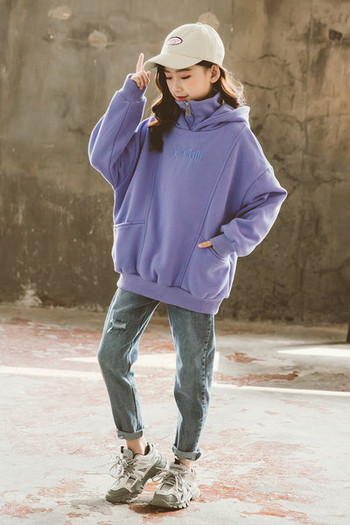 Casual παιδικό φούτερ με κουκούλα και τσέπες
