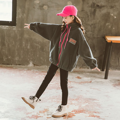 Hanorac cu fermoar și cu siret Logo Toamna/Iarna Pentru Fete