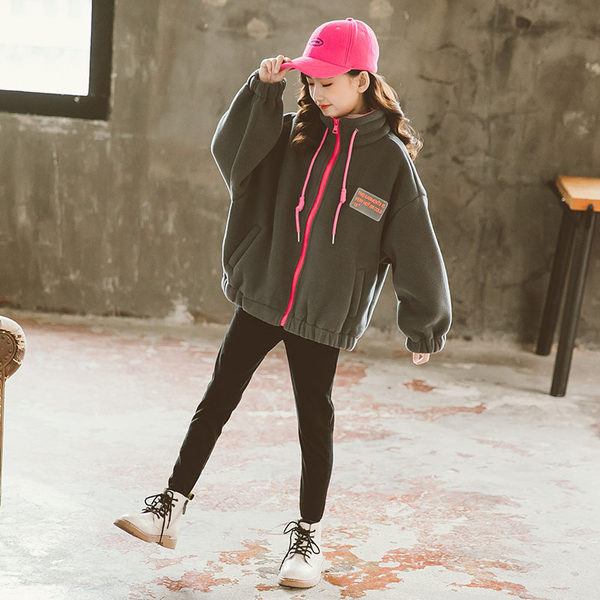 Hanorac cu fermoar și cu siret Logo Toamna/Iarna Pentru Fete