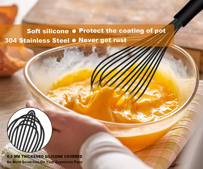 Otel din silicon Walfos Otel din sarma din otel inoxidabil - Otel de bucatarie rezistent la caldura pentru agitator pentru spuma de oua antiaderente Instrument de bucatarie