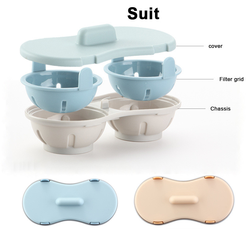 2 Grile Creativ Cuptor cu microunde Tavă de ouă la abur Material PP de calitate alimentară Formă pentru gătit ouă Bucătărie Mic dejun Ouă Braconieri Instrument de gătit