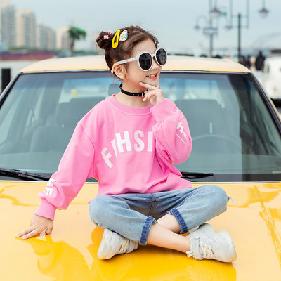 Široki sweatshirt za djevojčice s natpisom