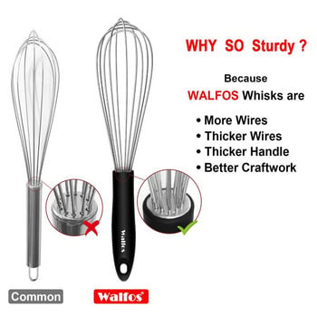 WALFOS Ανοξείδωτο σύρμα Whisk Εγχειρίδιο Egg Beater Blender Milk Cream Butter Beater Κουζίνα ψησίματος Μαγειρικά σκεύη Αξεσουάρ