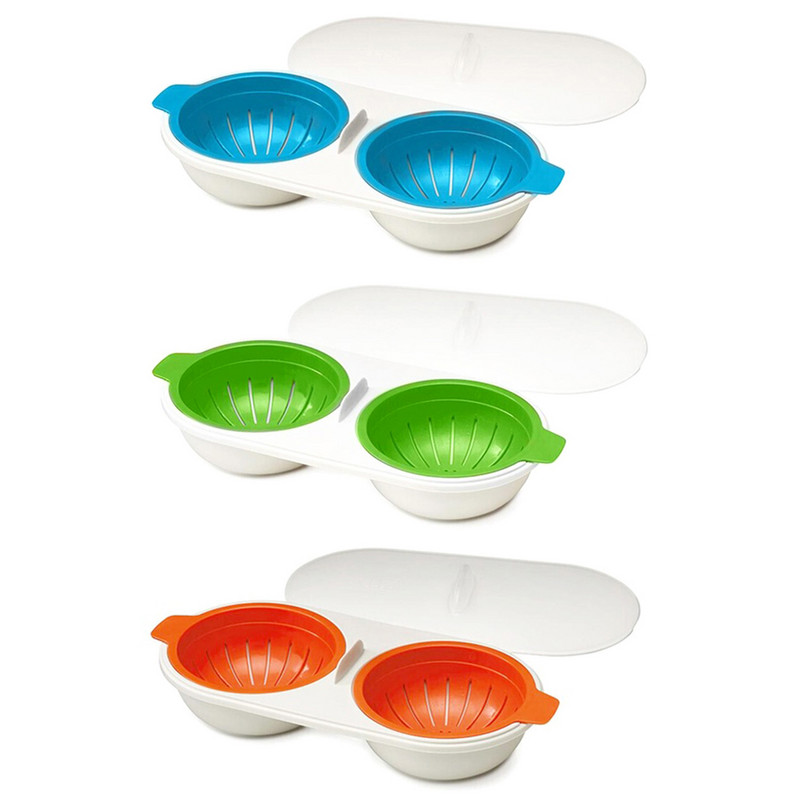 Mikrovalna pećnica Egg Poacher Food Grade Cookler Double Cup Egg Coaler Kuhinjski set za kuhana jaja na pari Mikrovalne pećnice Alati za kuhanje