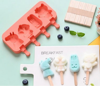 Eco-Friendly Creativ 4 Animale Desene Animate Formă pentru Popsicle Rășină Siliconică Forme pentru Tort înghețată Gadget de bucătărie Accesorii pentru bar