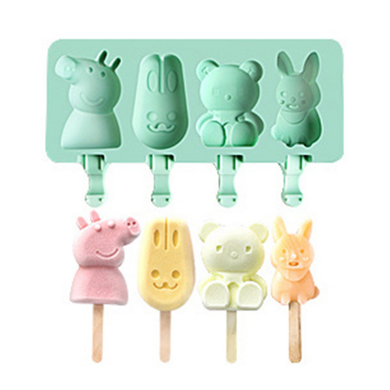 Eco-Friendly Creativ 4 Animale Desene Animate Formă pentru Popsicle Rășină Siliconică Forme pentru Tort înghețată Gadget de bucătărie Accesorii pentru bar