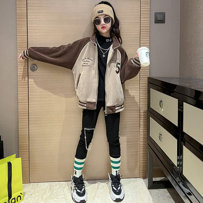 Hanorac pentru copii pentru fete cu fermoar si buzunar