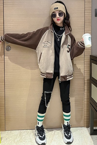 Hanorac pentru copii pentru fete cu fermoar si buzunar