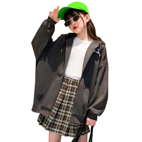 Mergaičių megztinis plačiomis kojomis su šiltu pamušalu ir užrašu