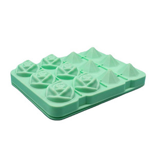 12 rácsos jégkocka tálca Rózsa gyémánt alakú jég újrafelhasználható szilikon jégkocka forma BPA mentes jégkészítő levehető fedelekkel