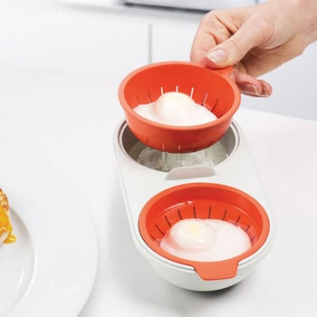 Microwave Egg Poacher Μαγειρικά σκεύη κατηγορίας τροφίμων Διπλό φλιτζάνι Αυγοβραστήρας Κουζίνα Σετ αυγών στον ατμό Φούρνοι μικροκυμάτων Εργαλεία μαγειρέματος